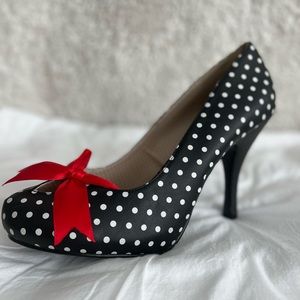 Rock a killer 50s from . Fun polka dots shoes